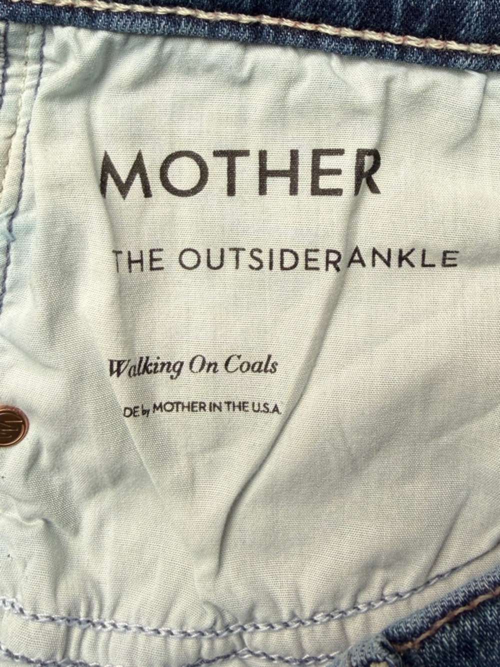 MOTHER The Outsider Ankle High Rise Jeans Blue “Walking on Coals” Size 27 - Picture 15 of 16